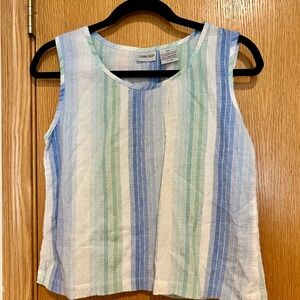 Cabin Creek Striped Sleeveless Tank in Blue, Green & White